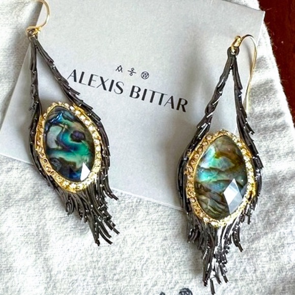 Alexis Bittar Jewelry - Alexis Bittar Maldivian Gunmetal Feather Drop Earrings